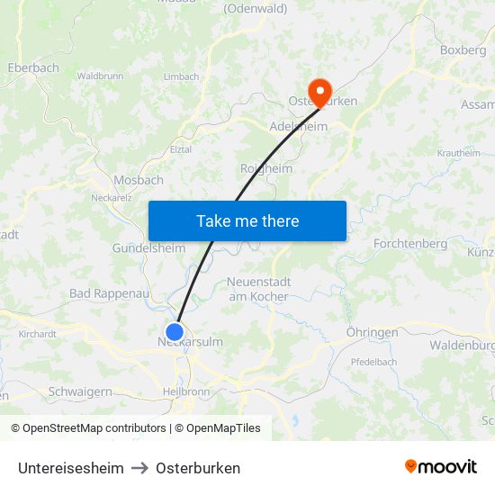 Untereisesheim to Osterburken map