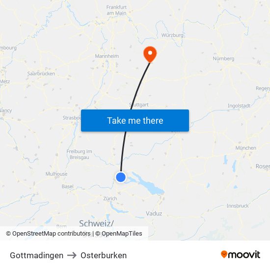 Gottmadingen to Osterburken map