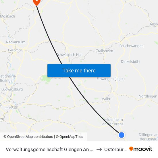 Verwaltungsgemeinschaft Giengen An Der Brenz to Osterburken map