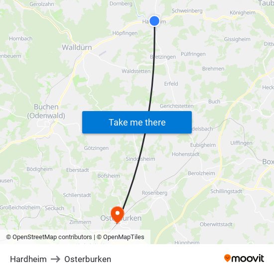 Hardheim to Osterburken map