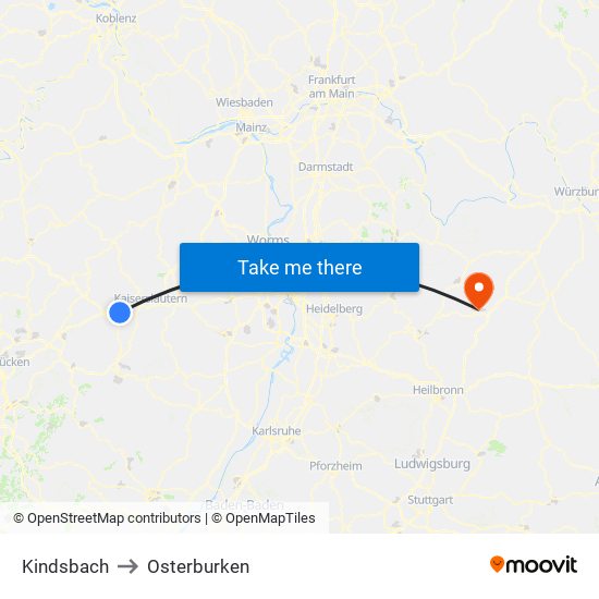 Kindsbach to Osterburken map