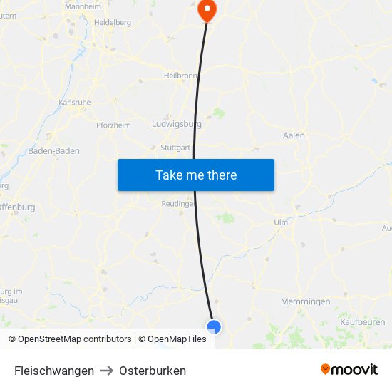 Fleischwangen to Osterburken map