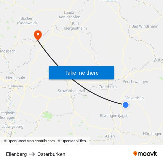 Ellenberg to Osterburken map