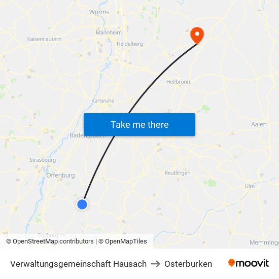 Verwaltungsgemeinschaft Hausach to Osterburken map