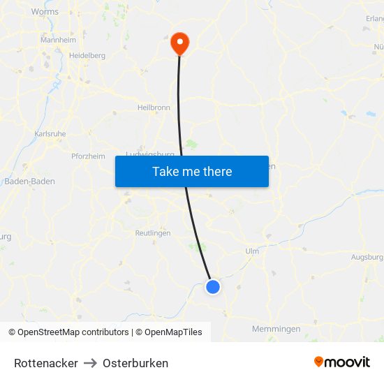 Rottenacker to Osterburken map