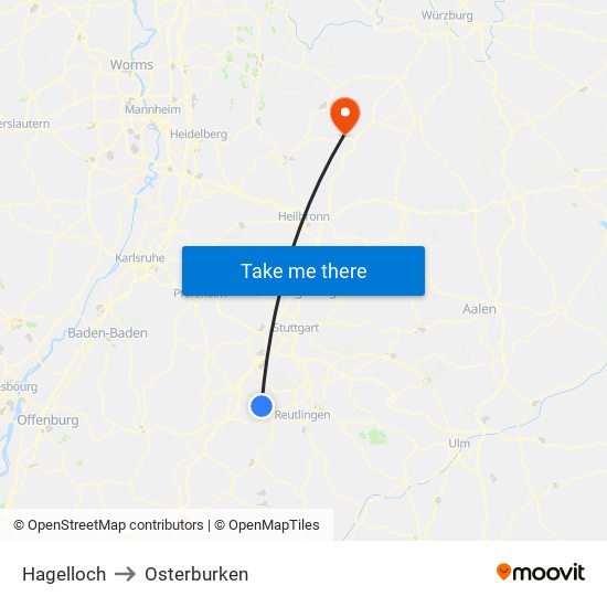 Hagelloch to Osterburken map