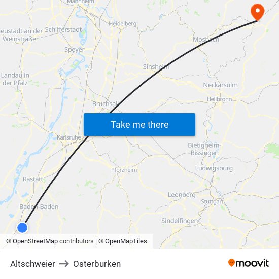 Altschweier to Osterburken map