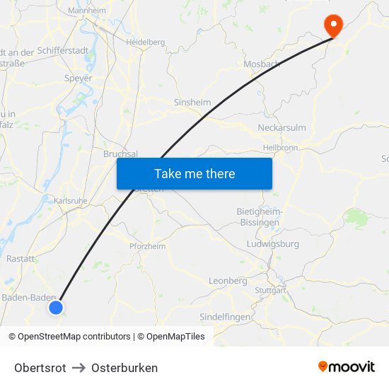 Obertsrot to Osterburken map