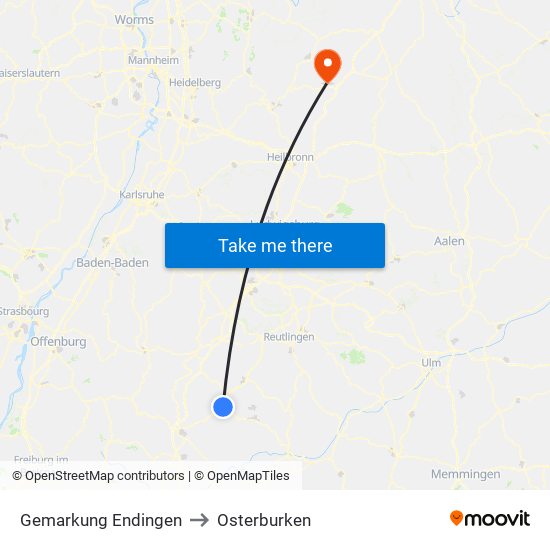 Gemarkung Endingen to Osterburken map