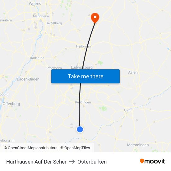 Harthausen Auf Der Scher to Osterburken map