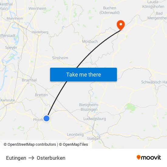 Eutingen to Osterburken map