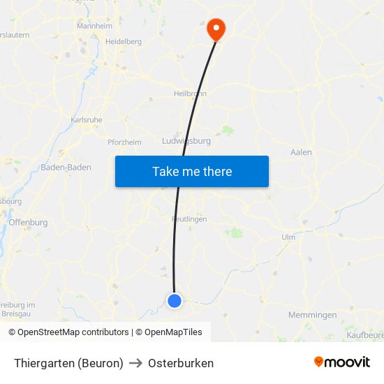 Thiergarten (Beuron) to Osterburken map