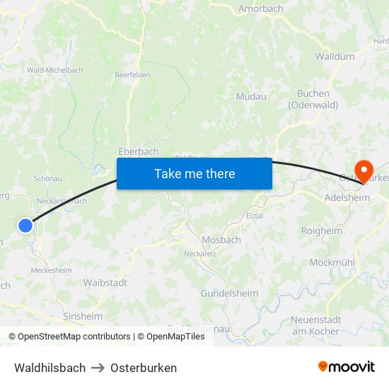 Waldhilsbach to Osterburken map