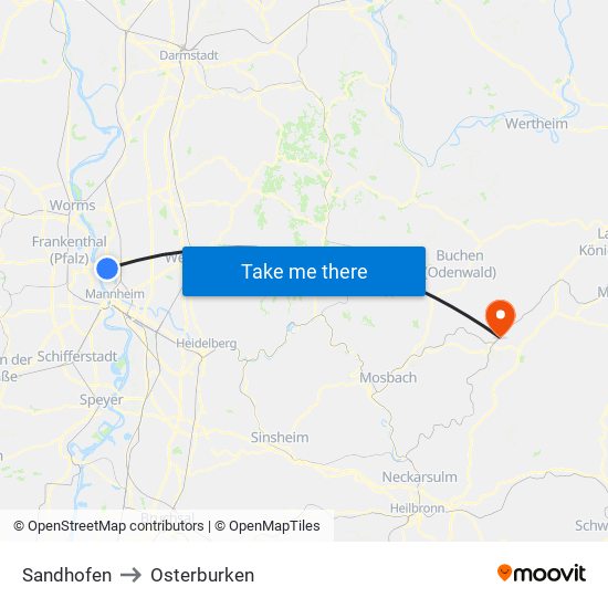 Sandhofen to Osterburken map