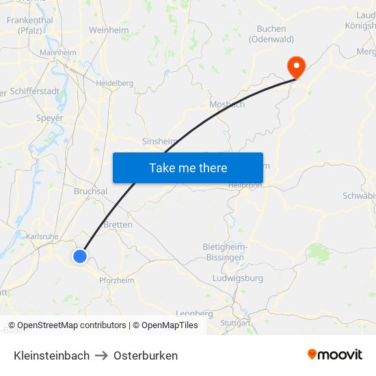 Kleinsteinbach to Osterburken map