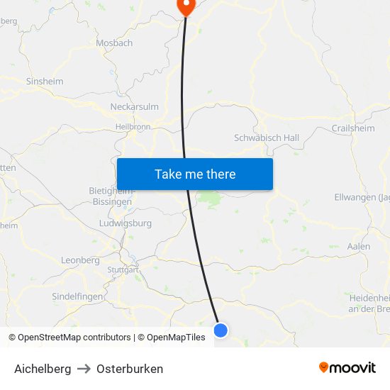 Aichelberg to Osterburken map