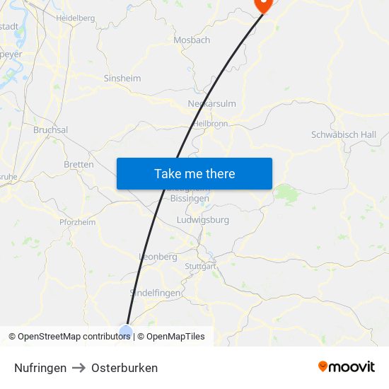Nufringen to Osterburken map