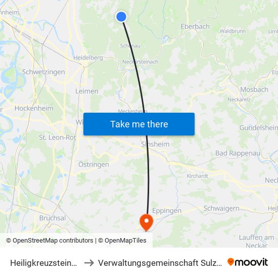 Heiligkreuzsteinach to Verwaltungsgemeinschaft Sulzfeld map