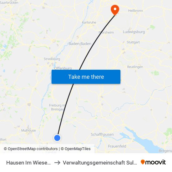 Hausen Im Wiesental to Verwaltungsgemeinschaft Sulzfeld map