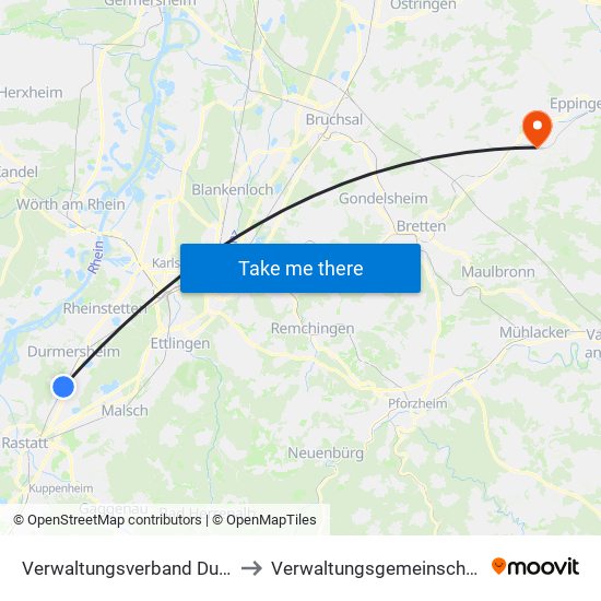 Verwaltungsverband Durmersheim to Verwaltungsgemeinschaft Sulzfeld map