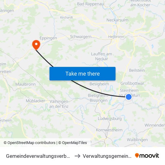 Gemeindeverwaltungsverband Steinheim-Murr to Verwaltungsgemeinschaft Sulzfeld map