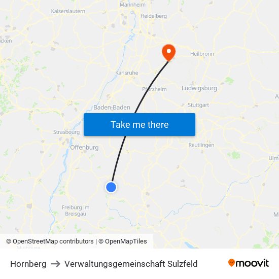 Hornberg to Verwaltungsgemeinschaft Sulzfeld map