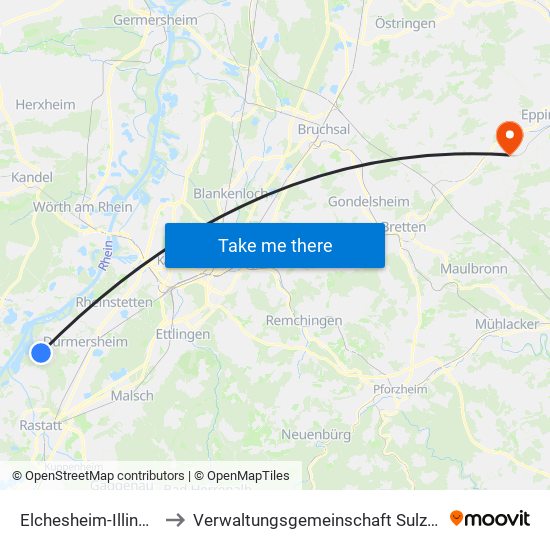 Elchesheim-Illingen to Verwaltungsgemeinschaft Sulzfeld map