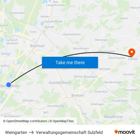Weingarten to Verwaltungsgemeinschaft Sulzfeld map