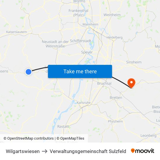 Wilgartswiesen to Verwaltungsgemeinschaft Sulzfeld map