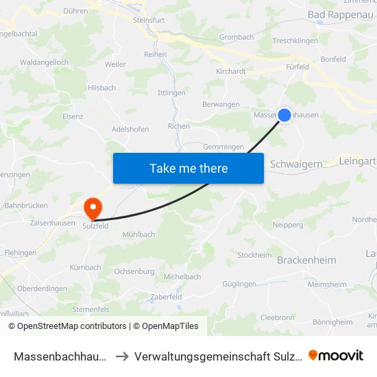 Massenbachhausen to Verwaltungsgemeinschaft Sulzfeld map