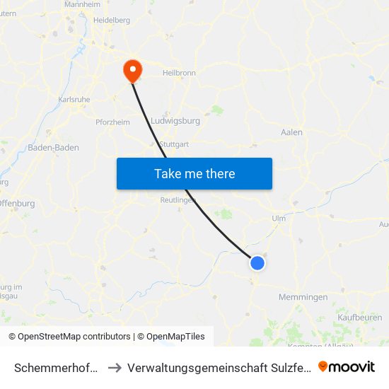 Schemmerhofen to Verwaltungsgemeinschaft Sulzfeld map