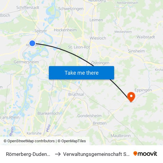 Römerberg-Dudenhofen to Verwaltungsgemeinschaft Sulzfeld map