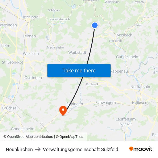 Neunkirchen to Verwaltungsgemeinschaft Sulzfeld map