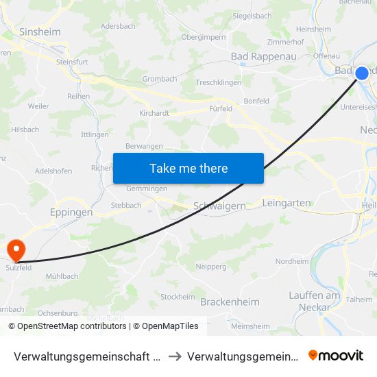 Verwaltungsgemeinschaft Bad Friedrichshall to Verwaltungsgemeinschaft Sulzfeld map