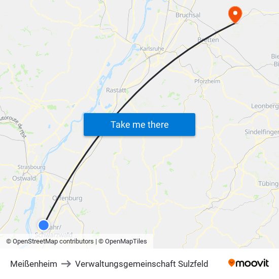 Meißenheim to Verwaltungsgemeinschaft Sulzfeld map