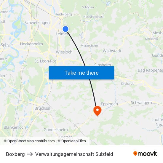 Boxberg to Verwaltungsgemeinschaft Sulzfeld map