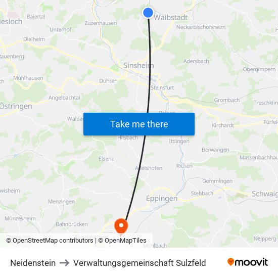 Neidenstein to Verwaltungsgemeinschaft Sulzfeld map