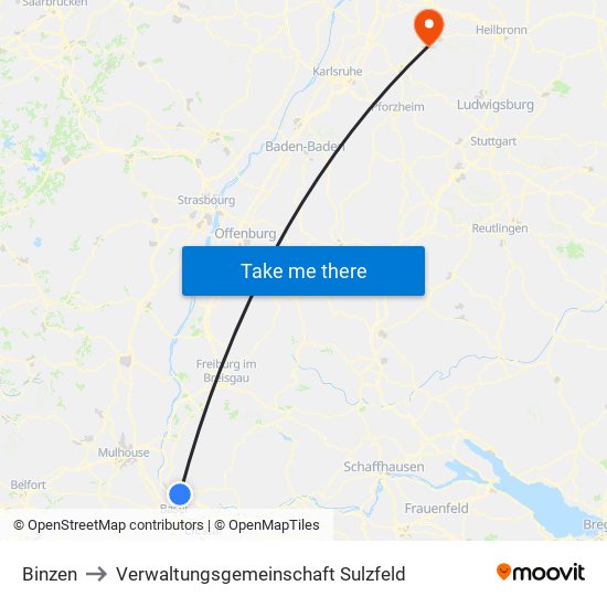 Binzen to Verwaltungsgemeinschaft Sulzfeld map
