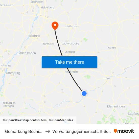 Gemarkung Bechingen to Verwaltungsgemeinschaft Sulzfeld map