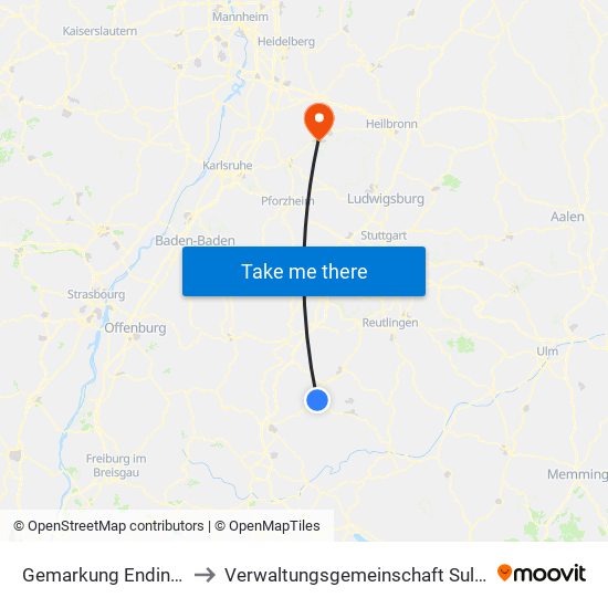 Gemarkung Endingen to Verwaltungsgemeinschaft Sulzfeld map