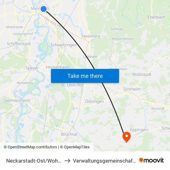 Neckarstadt-Ost/Wohlgelegen to Verwaltungsgemeinschaft Sulzfeld map