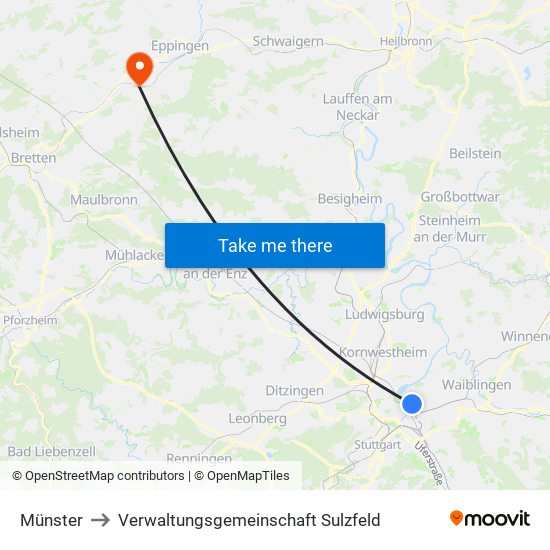 Münster to Verwaltungsgemeinschaft Sulzfeld map