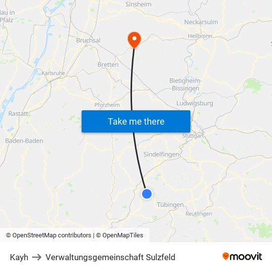 Kayh to Verwaltungsgemeinschaft Sulzfeld map