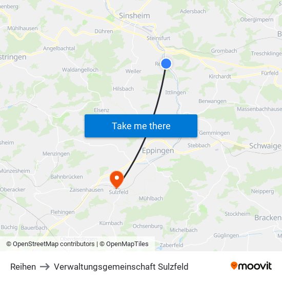 Reihen to Verwaltungsgemeinschaft Sulzfeld map