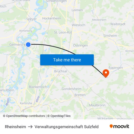 Rheinsheim to Verwaltungsgemeinschaft Sulzfeld map