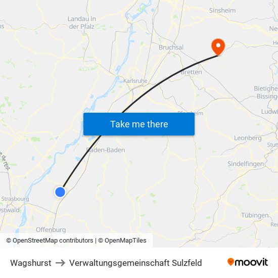 Wagshurst to Verwaltungsgemeinschaft Sulzfeld map