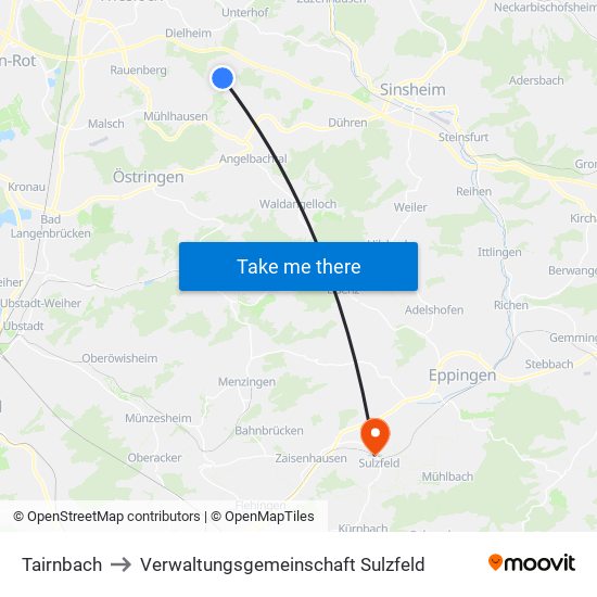 Tairnbach to Verwaltungsgemeinschaft Sulzfeld map