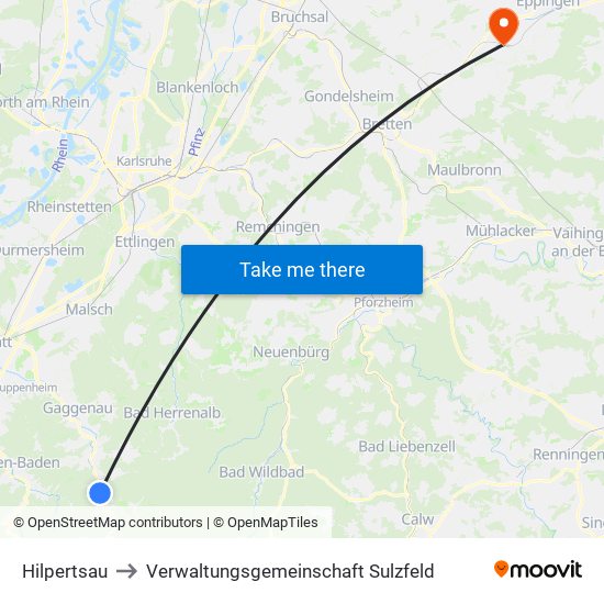 Hilpertsau to Verwaltungsgemeinschaft Sulzfeld map