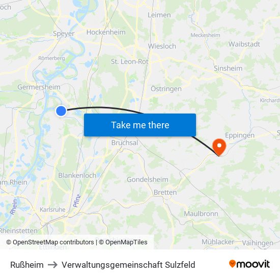 Rußheim to Verwaltungsgemeinschaft Sulzfeld map