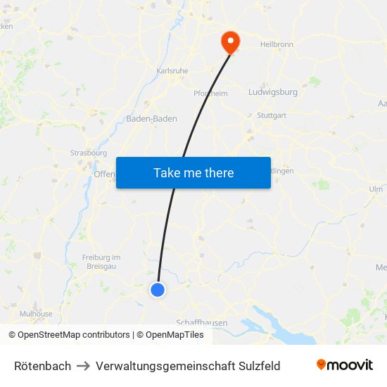 Rötenbach to Verwaltungsgemeinschaft Sulzfeld map